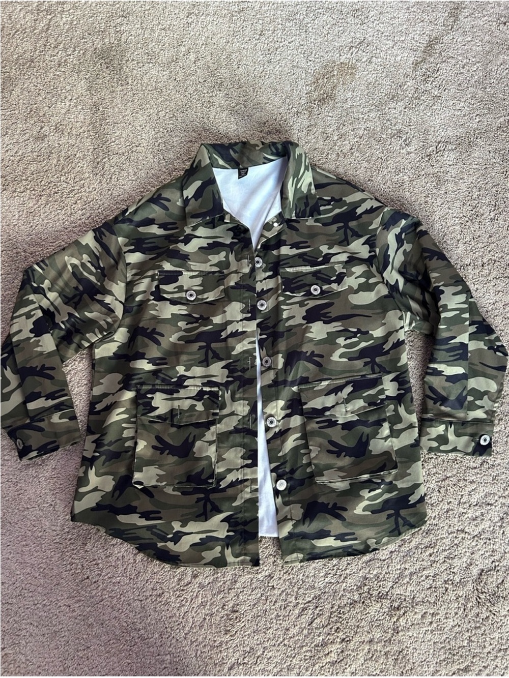 Camo Button-Up Jacket - Green & Olive